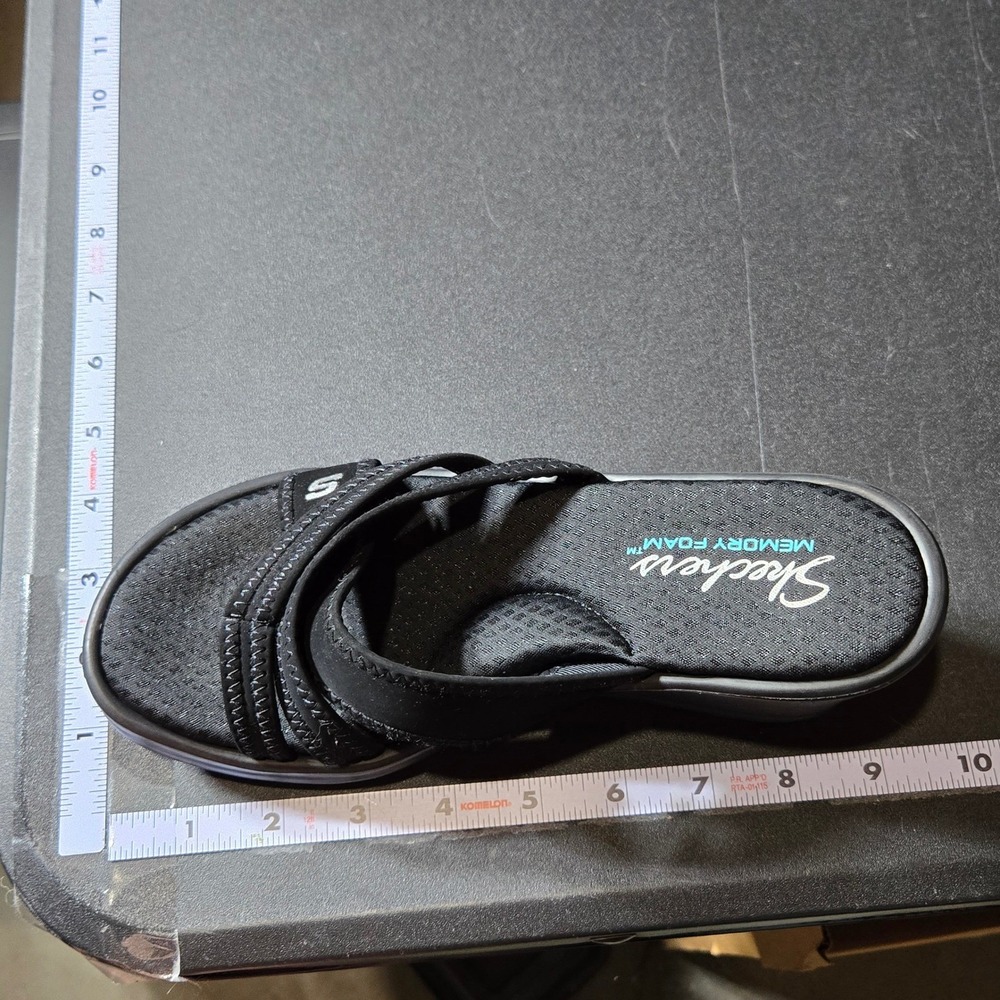Skechers Womens Black Rumblers Young At Heart Wedge Sandals 7 Comfort Summer - Picture 8 of 10